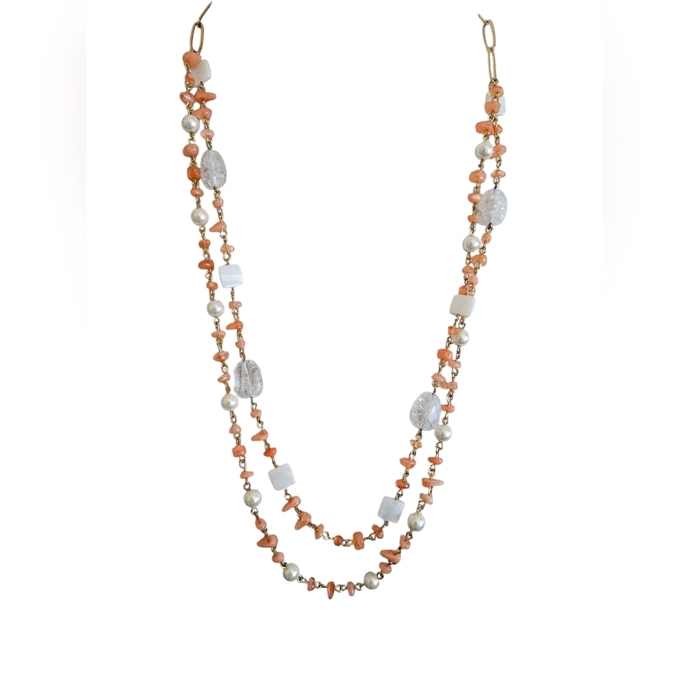 Talbots gold tone double stranded necklace.